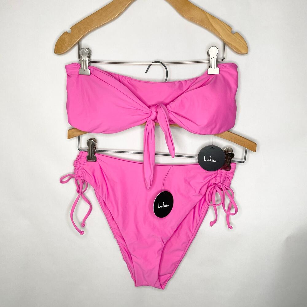 Lulu's Pink Two Piece Bandeau Swimsuit